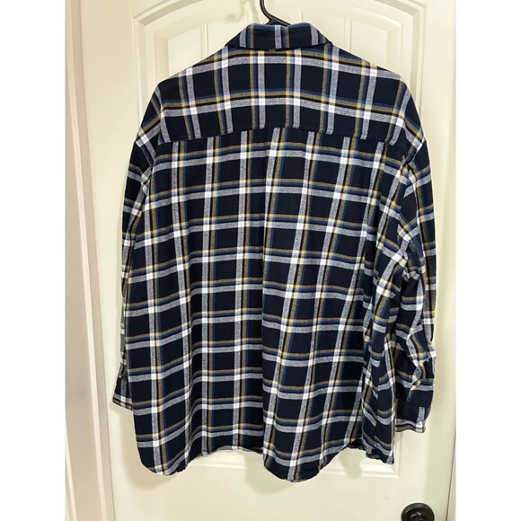 Old Navy Boyfriend Fit NAVY Plaid Flannel Button Down Shirt Size XXL - Picture 2 of 2